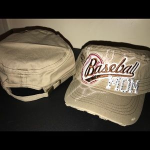 Khaki Baseball mom cadet bling hat